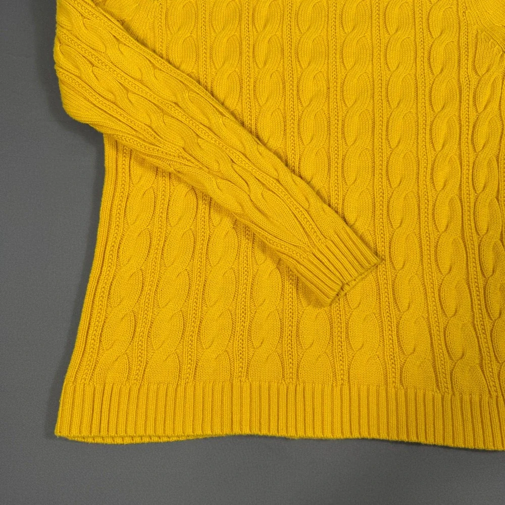 Lands' End Sweater Yellow Women's Medium 100% Cotton Excellent - Picture 6 of 9